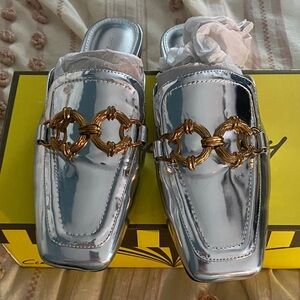Circus NY Silver Women's Loafer/mule with Gold Accent